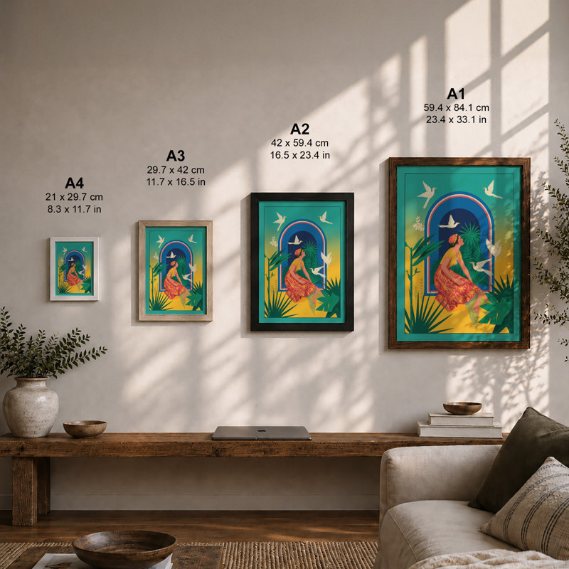 Woman In Paradise Tropical - Print, Oak, A4 - 29.7 x 21.0 cm