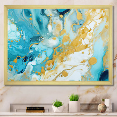 Turquoise luxueux, art fluide abstrait sur toile
