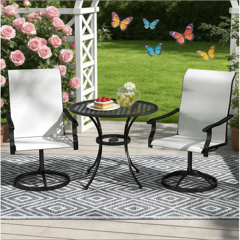 Ensemble de 2 chaises d'extérieur, chaises pivotantes, Blanc/Noir