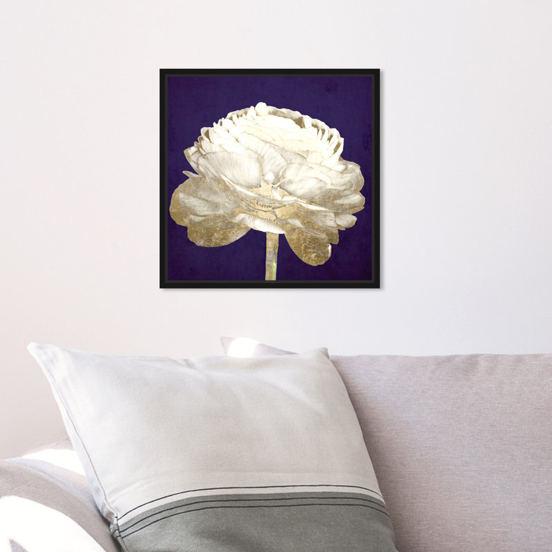 Violet violet, fleur de luxe - impression, H 12 po x l 12 po, Toile flottante noire
