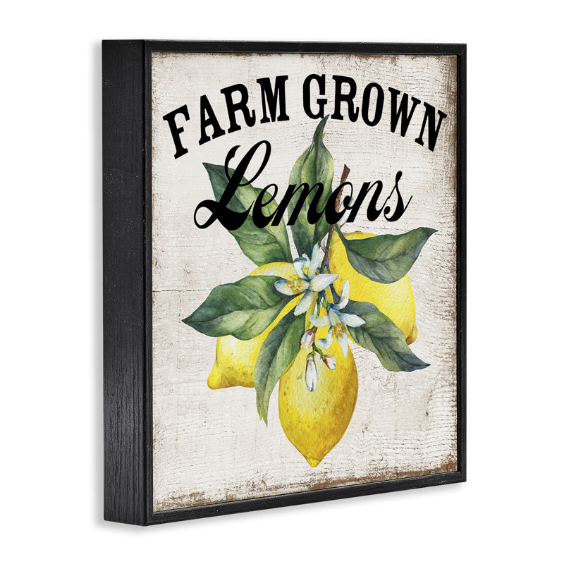 «Farm Farmed Lemons», estampe numérique par Creatif Belle, Giclée encadrée noir minuit, H 12 po x l 12 po