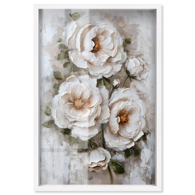 White Mirage II Shadowbox Print Floral Wall Decor by Art Remedy