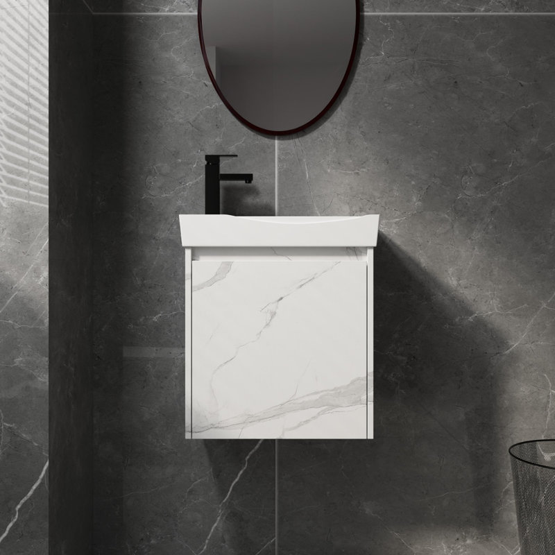 Ensemble de meuble-lavabo mural avec lavabo, armoire de rangement avec portes, ensemble d'armoire de salle de bain