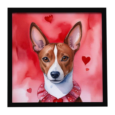Basenji My Valentine, reproduction d'art encadrée