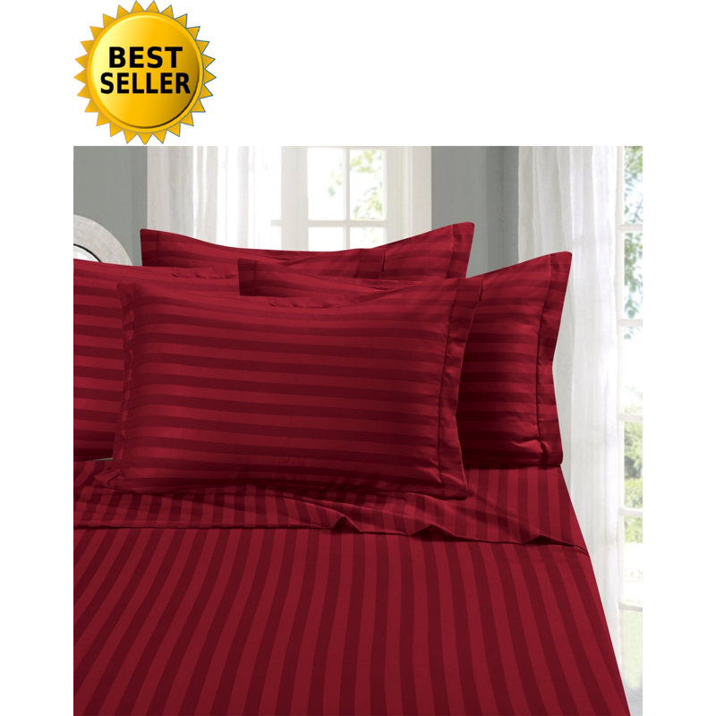 Ensemble de literie à rayures damassées 6 pièces Elegant Comfort, microfibre 1500 fils, infroissable, California King
