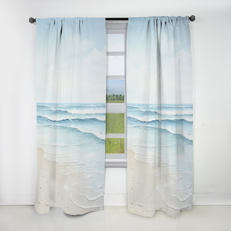 Beach Photo Tranquil Waters I - Coastal Beach Curtain - Blackout Curtain - 1 Panels, 52" W x 95" L