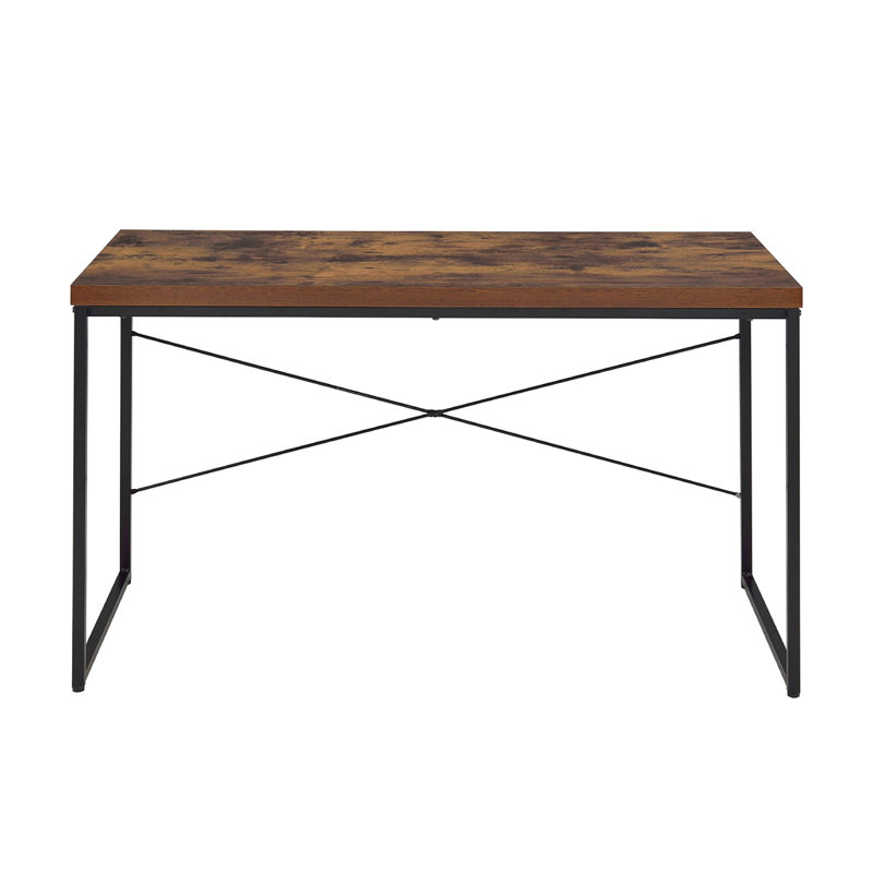 Bureau d'écriture rectangulaire avec pieds en métal, Chêne antique, H 28,06 po x l 47,06 po x P 22,06 po