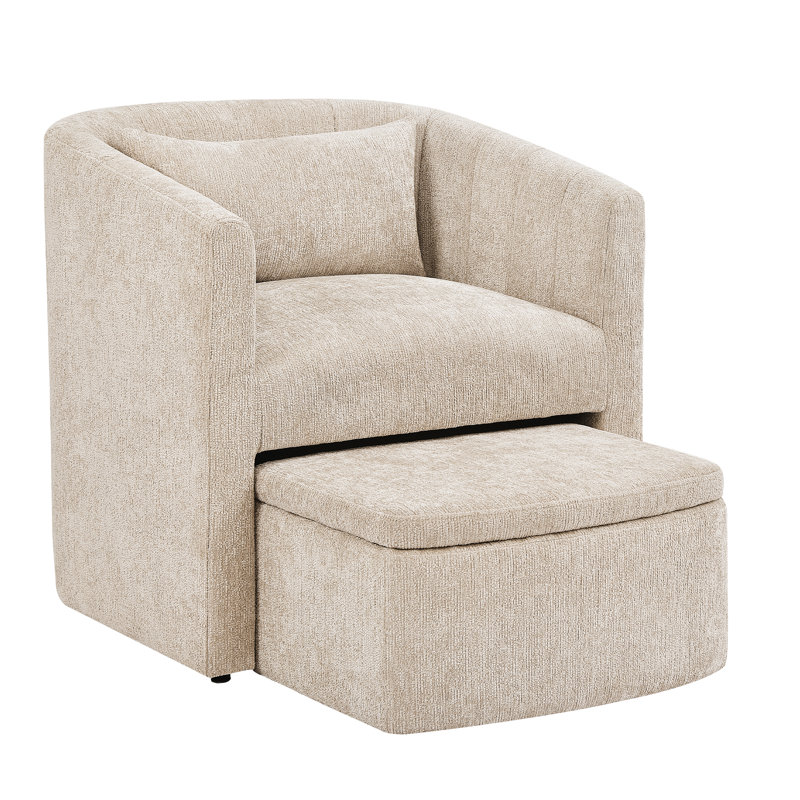 Fauteuil demi-tonneau avec repose-pieds Elha, Light Khaki