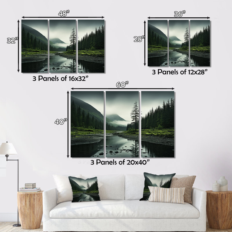 Alaska Wilderness Solitude - Ensemble de décorations murales paysages, H 28 po x l 36 po x P 1 po, Toile tendue