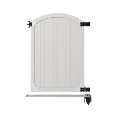 Premium 6 ft. x 4 ft. White Vinyl Arched Privacy Gate w/ Hardware