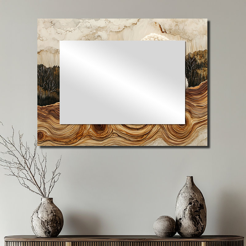 Abstrait mouton dans un paysage de ferme - miroir mural animaux - imprimé sur métal, 24 po x 32 po