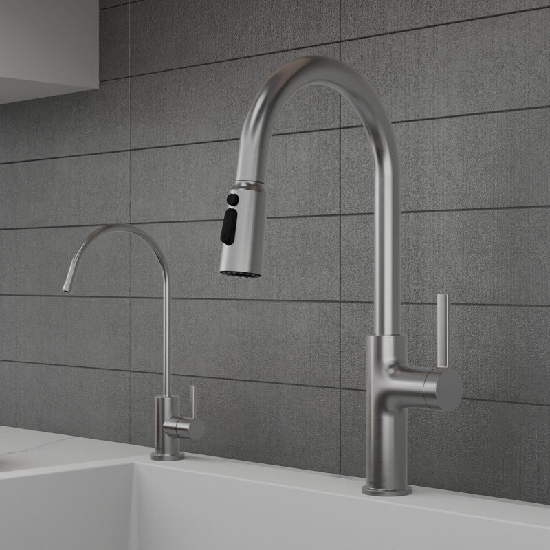 Robinet de cuisine escamotable avec douchette Karran, Acier Inoxydable