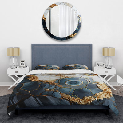Ensemble de housse de couette Gold and Blue Geode Art IV - Abstract