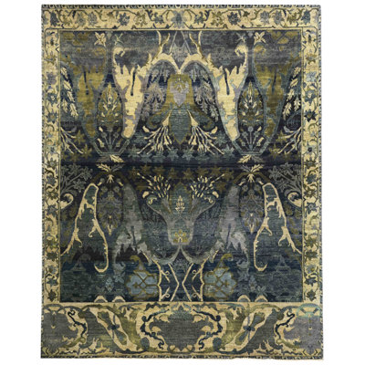 Silk Treasures One-of-a-Kind Rectangle 7' X 8'10" New Age Wool Area Rug Parchment/Grey/Ink