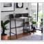Bureau en chêne rustique et noir avec base en métal durable et rangement à 2 niveaux pour la maison ou le bureau