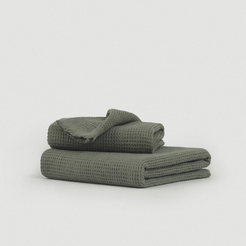 Serviettes gaufrées Everyday - Serviette de bain - Vert olive, Vert
