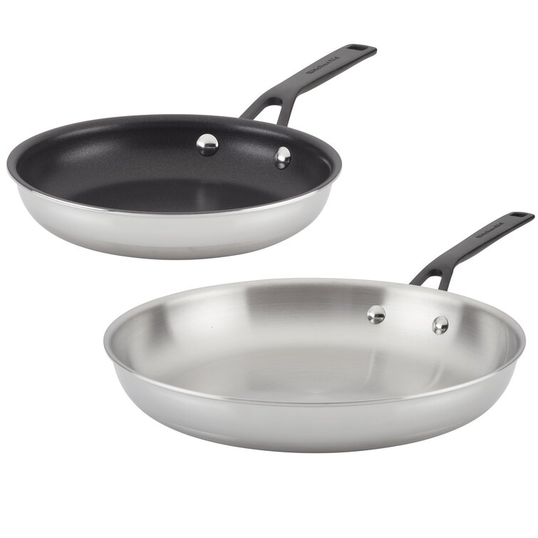 KitchenAid 3-Ply Base Brushed Stainless Steel Nonstick Fry Pan
