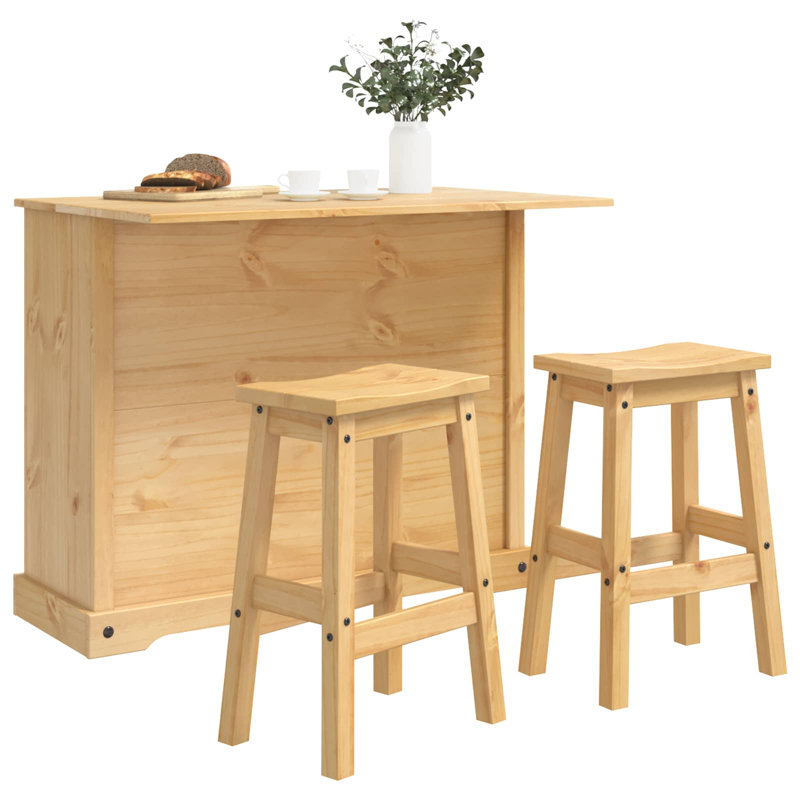 Solid Wood Kitchen Island Set, Honey Wax