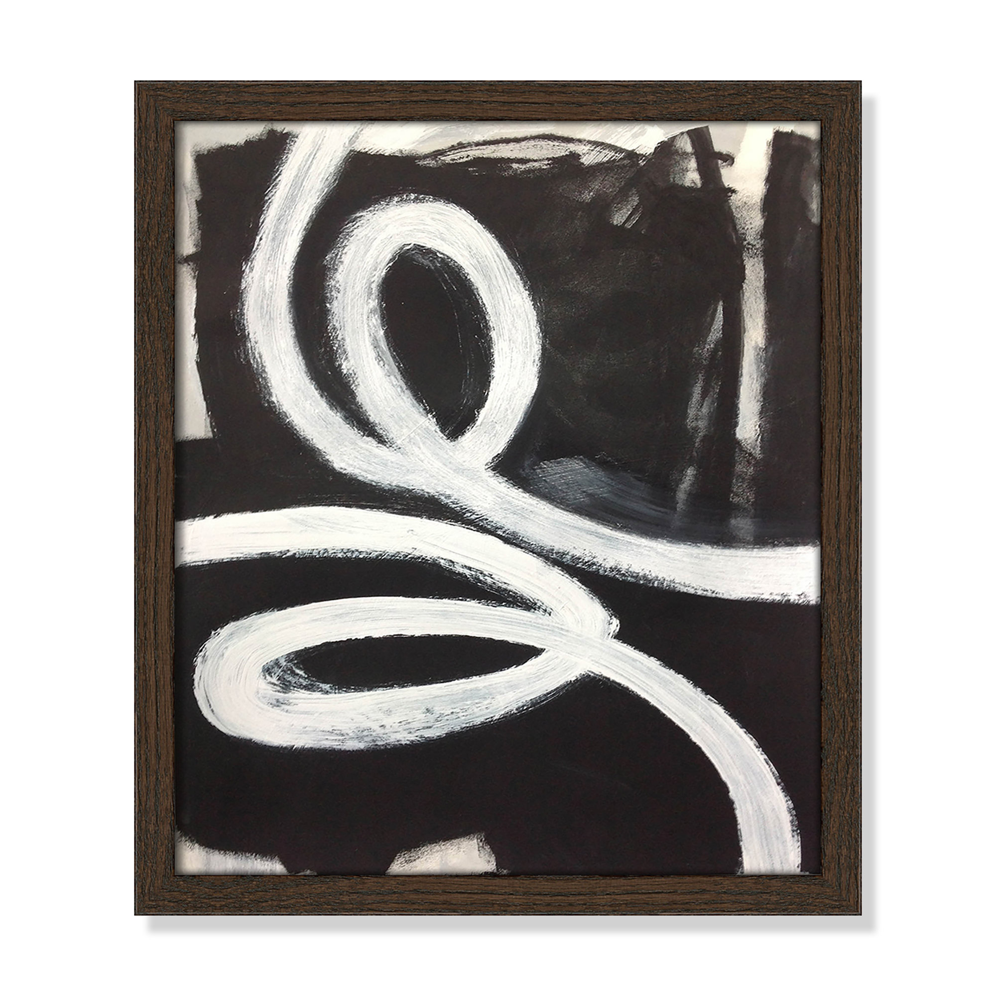 Swirly Swirls I by Casa Fine Arts, 15" H x 13" W x 0.75" D, Walnut Slim Unmatted Picture Framed
