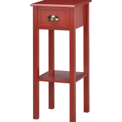 Red Accent Table With Drawer And Shelf For Home Decor 2 Side In Red, Narrow End Living & Bedroom. Adds Extra Storage Magazines, Books, Plants, Photos. Elegant Style Complements Any . Constructed From