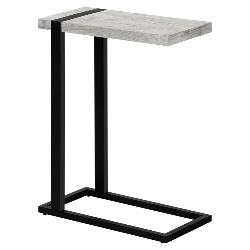 Modern Accent Table With Grey Laminate Top And Black Metal Base, For Bedroom & Living Room, 18.96"X9.5"X25 Contemporary Side Table, Top, Bedroom, 18.96 In L X 9.5 W 25 H