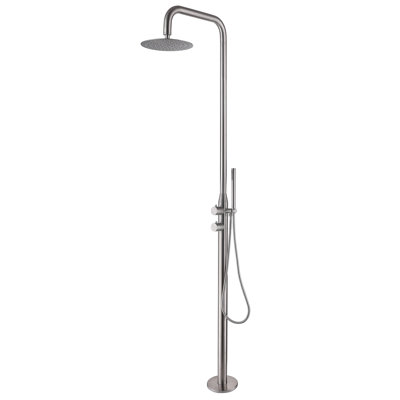 Système de douche autoportant extérieur en acier inoxydable à température contrôlée 85,24 po H 316 avec douche à main