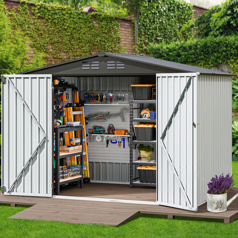 Remise de rangement en métal l 8 pi x P 6 pi, Blanc