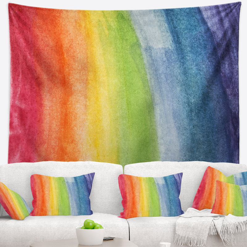 Tapisserie de couleurs arc-en-ciel abstraite, H 32 po x l 39 po