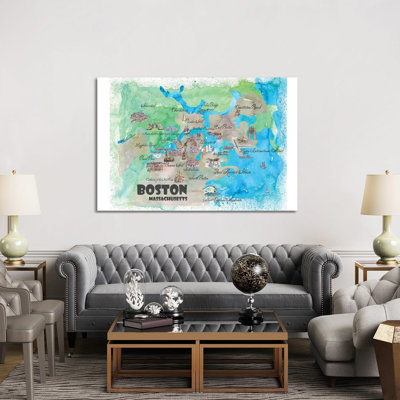 Boston, Massachusetts Travel Poster by Markus & Martina Bleichner - Wrapped Canvas Gallery-Wrapped Canvas Giclée