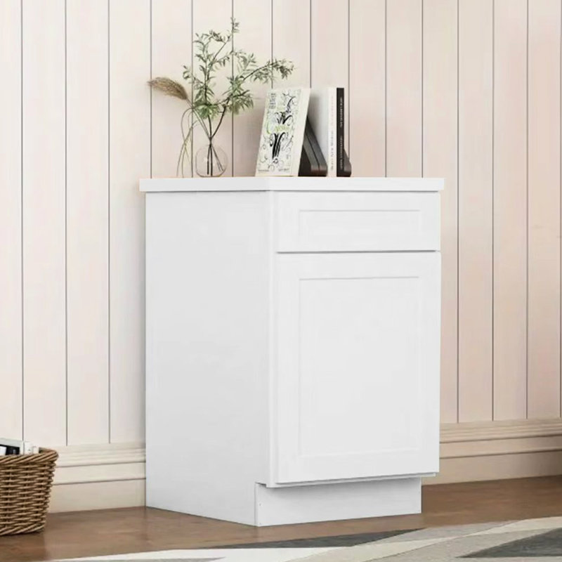Bois massif, shaker blanc, armoire à une porte, rangement pour la salle de bain, tablettes réglables pour la cuisine, fabrication robuste, assemblage simple, imperméable, charnières à fermeture en douceur, fauteuil en caoutchouc