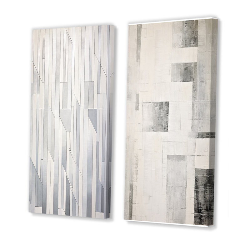 Dainis - Ensemble de 2 impressions sur toile à formes abstraites, H 28 po x l 25 po, Toile tendue
