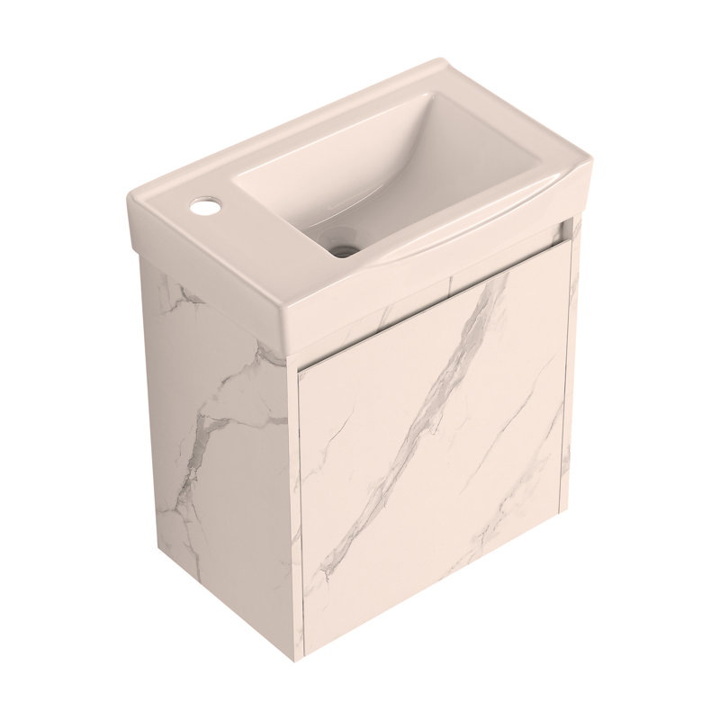 Ensemble de meuble-lavabo mural 20 po avec lavabo en céramique, armoire de rangement avec portes, ensemble d'armoire de salle de bain