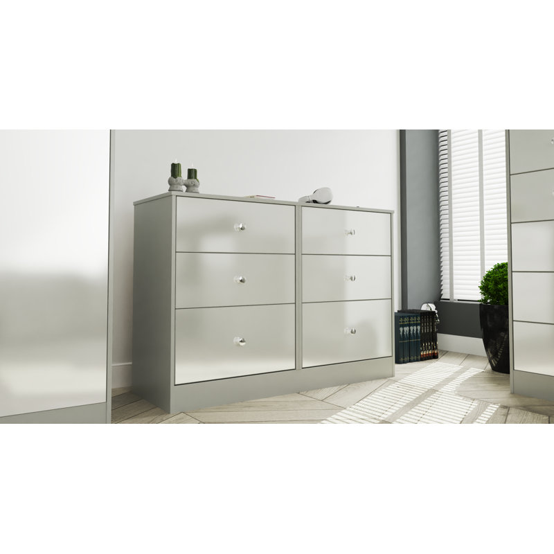 Fully Assembled Lokshin 5 - Drawer Chest of Drawers, Uniform Grey Gloss/Dusk Grey