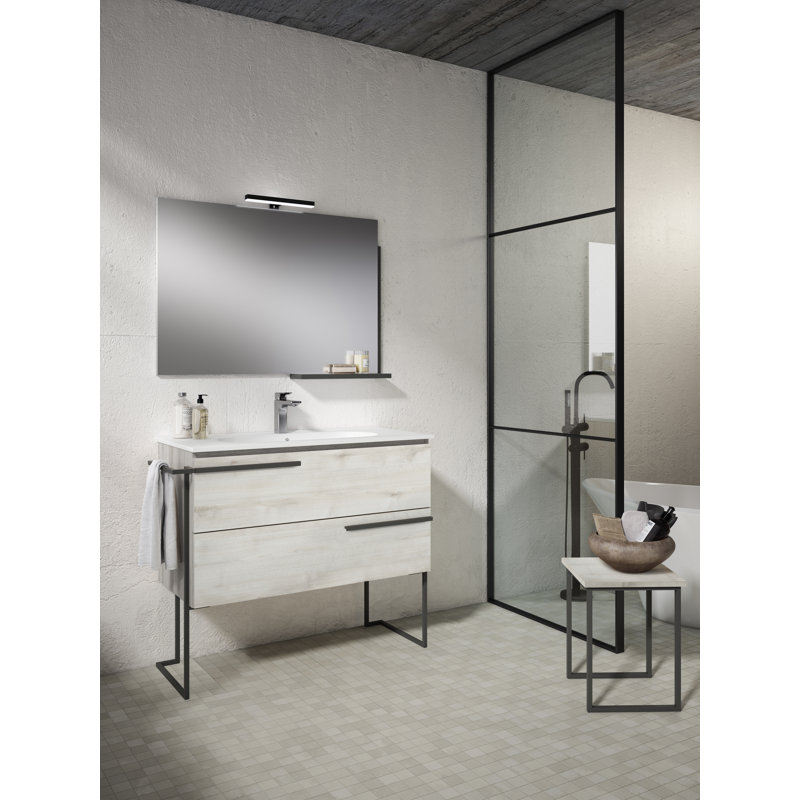 Aquilar 27.75'' Single Bathroom Vanity with Ceramic Top, Abedul