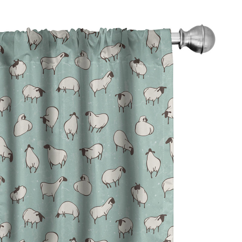 Sheep Semi-Sheer Rod Pocket Curtain Panels, 28" x 95"