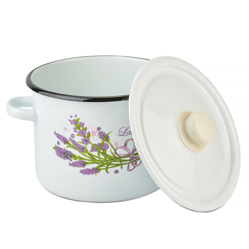 Pot en acier émaillé lavande avec couvercle, 8.60"