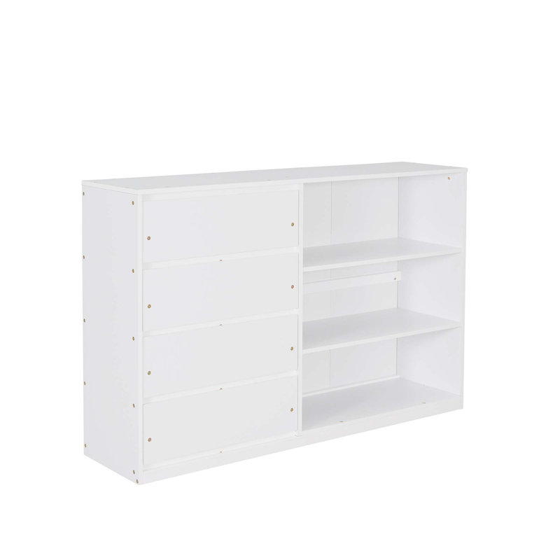 Lit superposé avec 4 tiroirs et 3 tablettes, Double sur double, Blanc