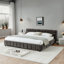 Lit tapissier, base de lit tapissier confortable, tissu chenille, avec tête de lit et base de lit solide. Avec tiroir pour le rangement (90,5 po x 80,5 po x 31 po)-1527186464