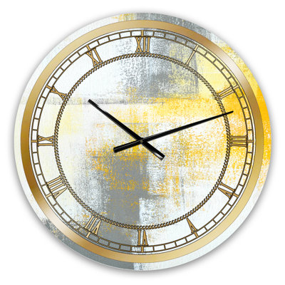 Gris et jaune bleu abstrait X - horloge murale moderne