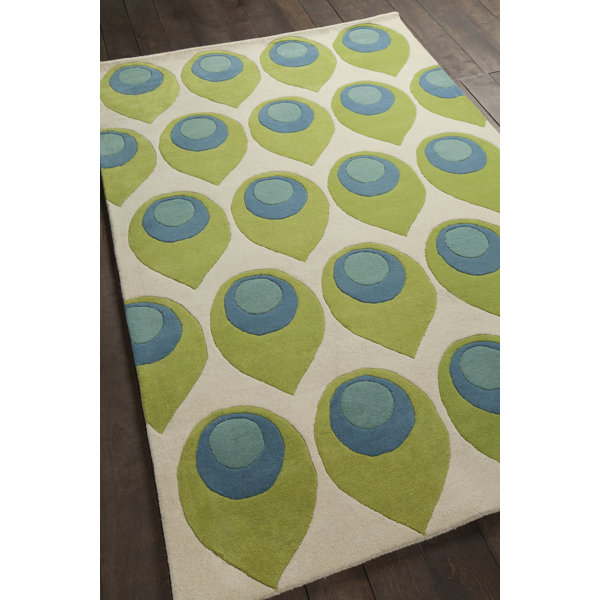 Chandra Allie Wool Cream/Green/Blue Rug & Reviews | Wayfair