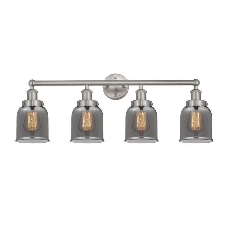 Éclairage pour meuble-lavabo à 4 lumières à intensité variable Asheton, Plaqué couleur fumée, Nickel satiné brossé