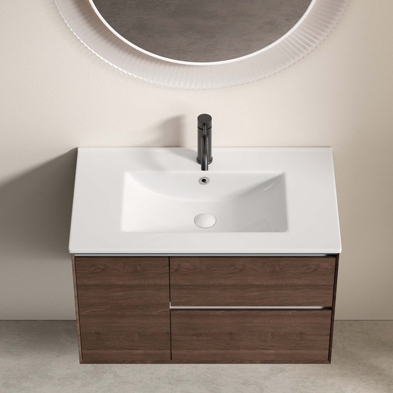 Lavabo vasque de salle de bain, comptoir en céramique avec trop-plein, pratique pour ranger des objets personnels