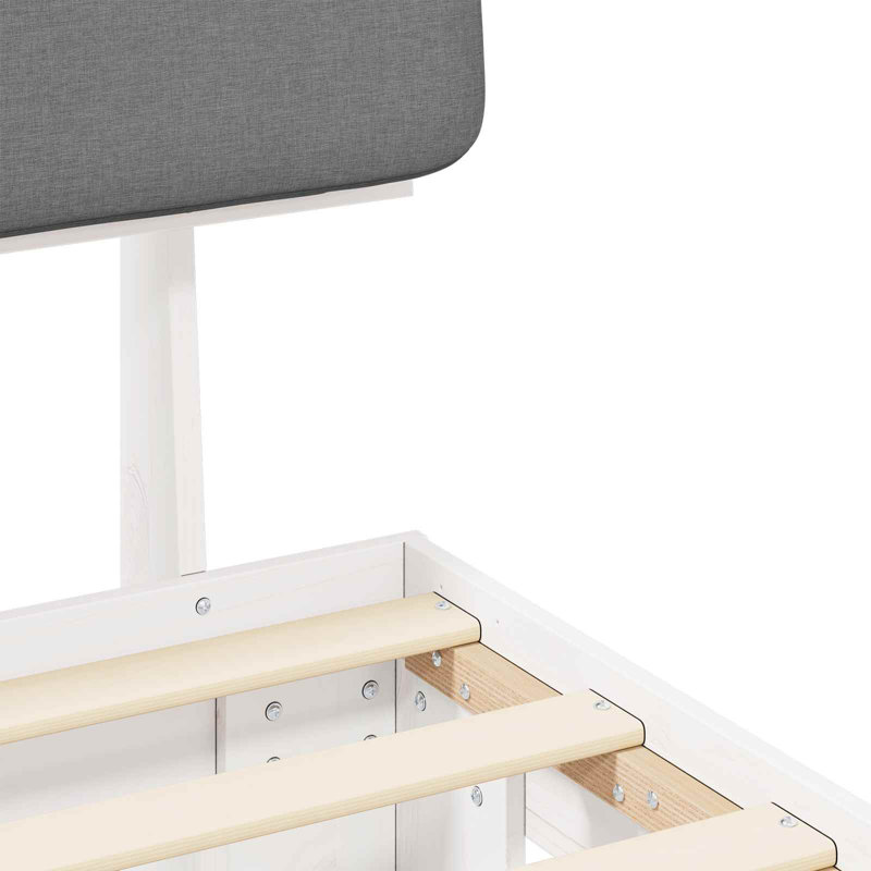 Solid Wood Bed, White/Light Grey, Super King (6')