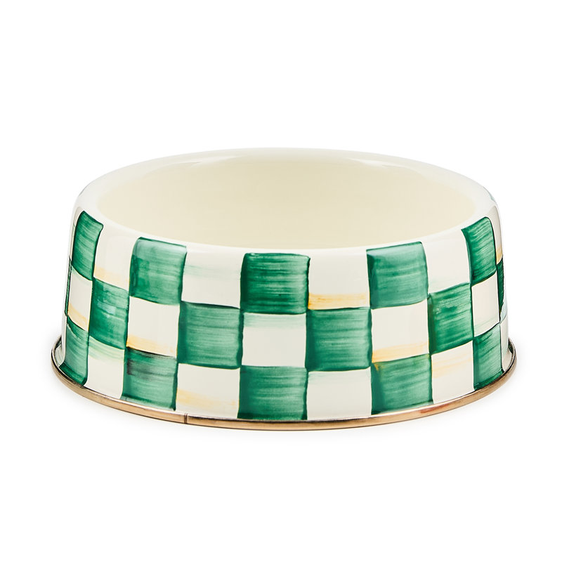 Emerald Check Large Pet Dish