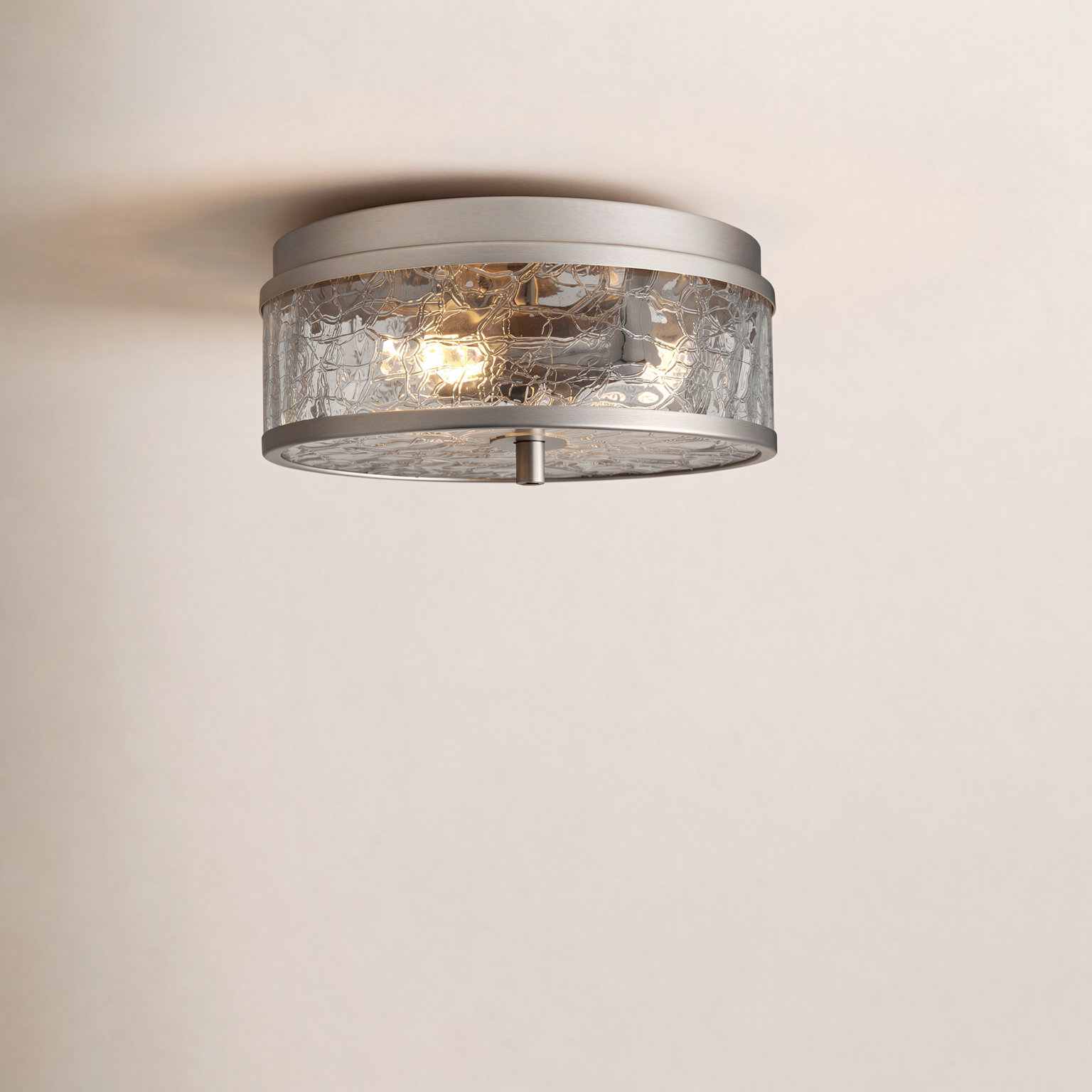 Alixandra 12" 2-Light Wrought Iron Flush Mount, Brushed Nickel