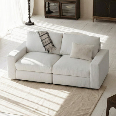81.1" Oversized Loveseat Sofa, Deep Seat Comfy Cloud Couch, White Couches for Living Room