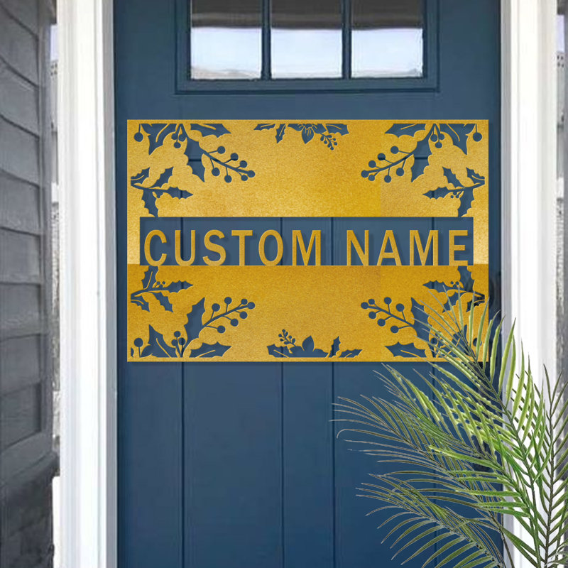 Décoration murale d'extérieur personnalisée, H 10 po x l 16 po x P 0,05 po, Doré, Oui