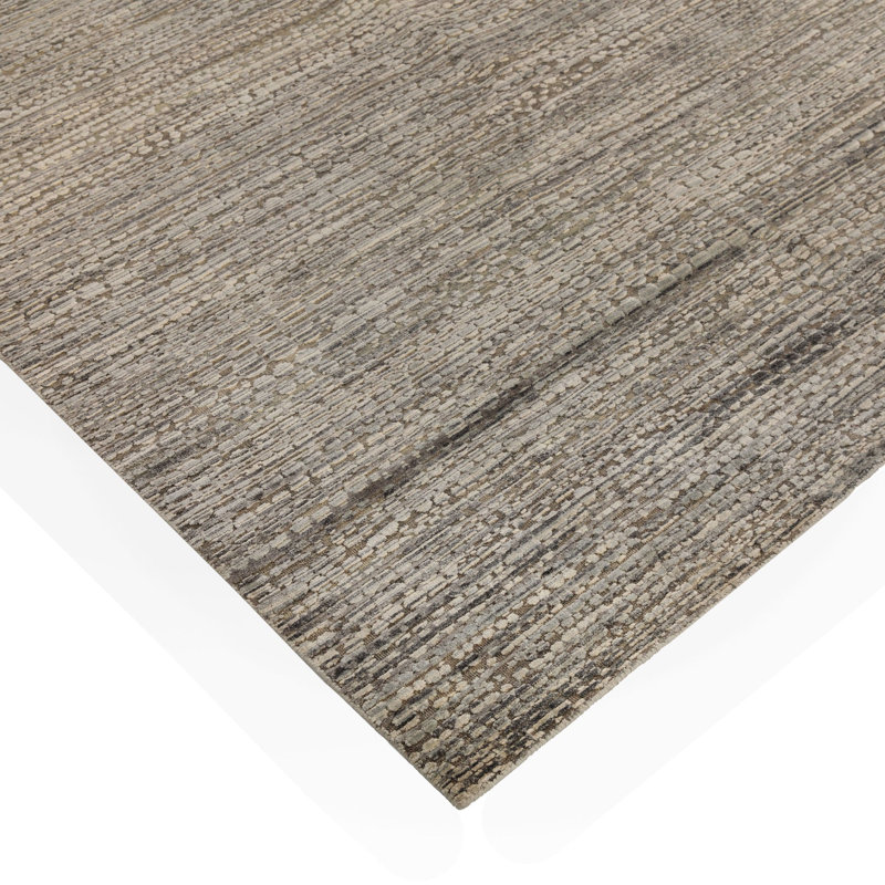 Charcoal Textured Silk Wool Blend Rug