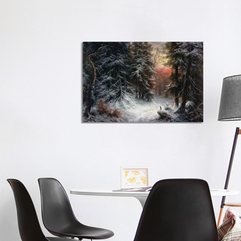 Scène de neige dans la forêt noire, 19e siècle - Giclée sur toile tendue avec châssis, H 26 po x l 40 po