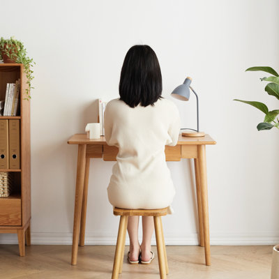Établi de 80 cm de profondeur - Bois massif, chêne naturel, 100 % bois, bureau d'ordinateur pour bureau à domicile